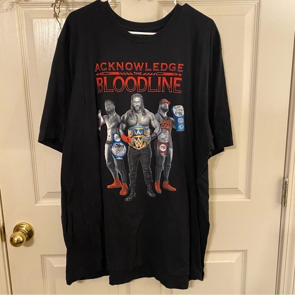 Acknowledge the Bloodline Wrestling T-Shirt with Red and Blue Design